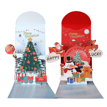 Emballage de noël 2 styles 10 exemplaires au total emballage scellé en papier tridimensionnel 3D surprise de carte de voeux créative